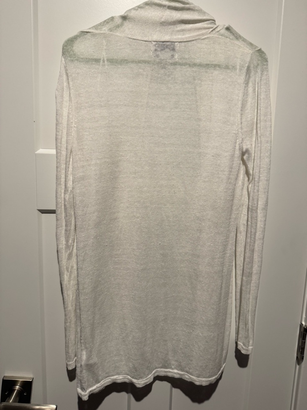 Coastal White Open-Front 100% Linen Cardigan - Picture 3 of 5
